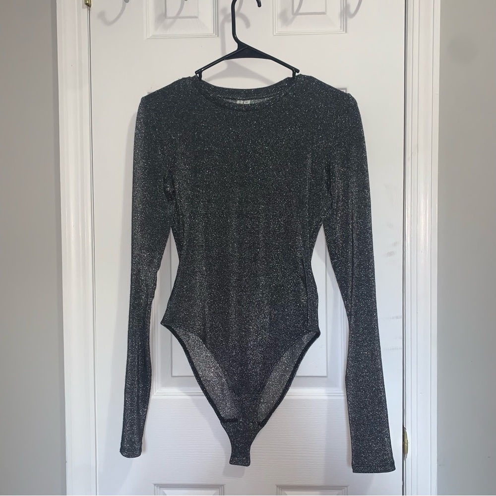 & other stories sparkly long sleeve body suit